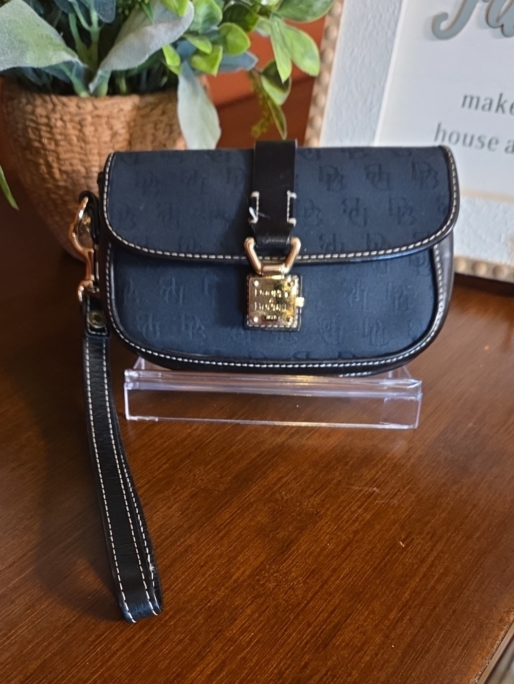 Dooney & Bourke Vintage Signature Monogram Flap Wristlet